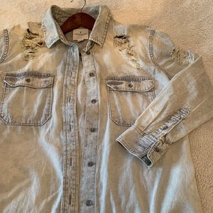 Oversized distressed American eagle jean jacket